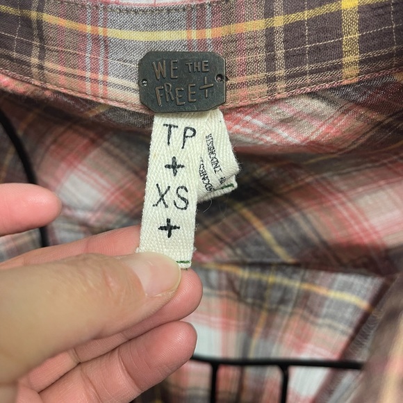 We the free plaid lace up back pearl snap button down shirt Nashville - Picture 3 of 4